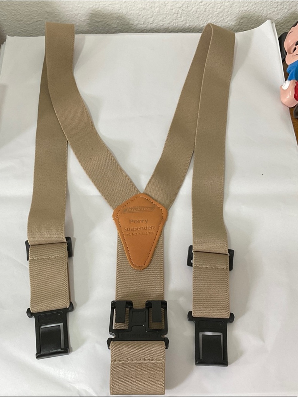 Sperry Tan Elastic Men's Suspenders with Leather Y-Back